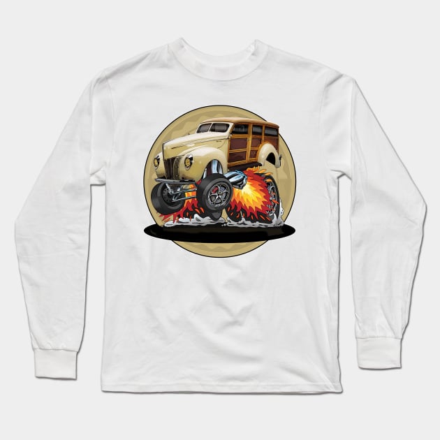 1940 Ford Deluxe Woody Wagon - Hot Rod Long Sleeve T-Shirt by Wilcox PhotoArt